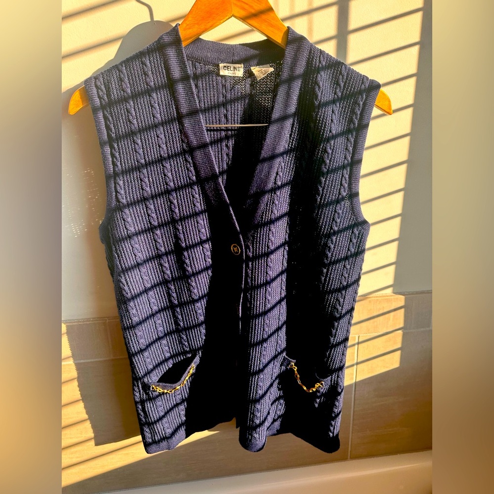 Rare Vintage Celine Navy wool waistcoat vest size 12